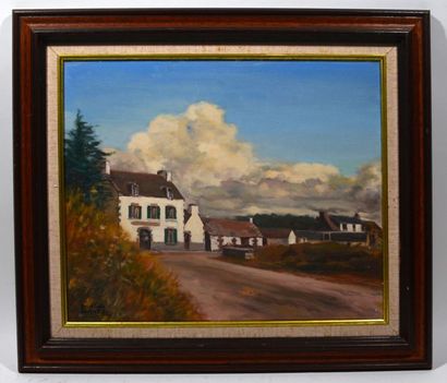 null Edmond DAYNES (1895-1986 "Maison en Bretagne" Huile sur toile signée en bas...