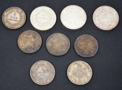 null Suite of nine silver pieces including French Empire 