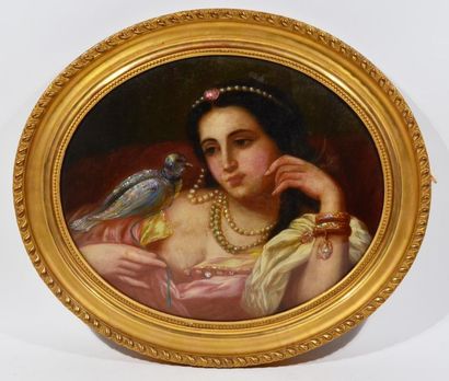 null ECOLE FRANCAISE DU XIXe siècle
"Portraits d'odalisques"
Suite de trois MEDAILLONS...