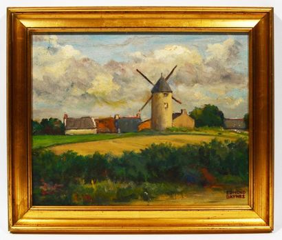 null Edmond DAYNES(1895-1986) "Le moulin de Billion(Morbihan)" Huile sur panneau...