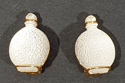 null LALIQUE FRANCE - Pair of ear clips in gold metal with crystal plate decoration...