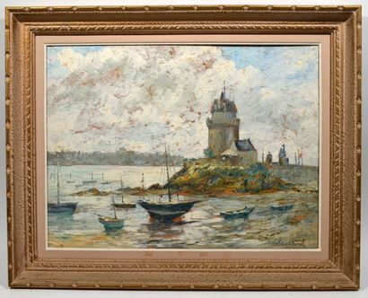 null Louis LABRO-FONT (1881-1952) : "Vue de la Tour Solidor à Saint-Malo" Huile sur...