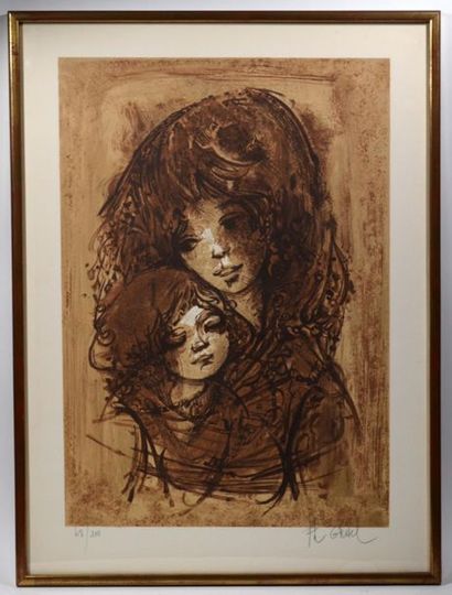 null Philippe GRISEL (1930-1998) 
"Femme et Enfant" 
Lithographie numérotée 68/100...