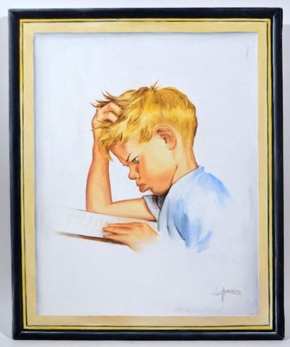 null Alain LHERMITTE (XXème)
"Portrait d'enfant"
Huile sur toile signée en bas à...