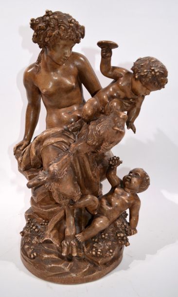 null Claude Michel CLODION (after)
"Female satyr accompanied by putti playing with...
