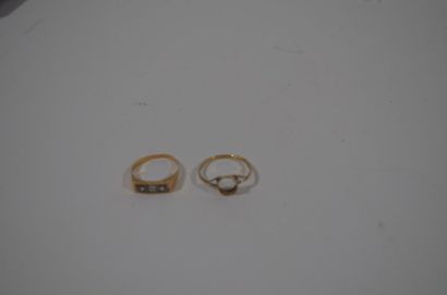 null Set of two 18 K (750/oo) yellow gold rings - Total gross weight: 1.6 g (accidents,...
