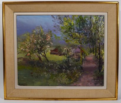 null Emile Cardon (XXth)
"Le verger"
Oil on canvas signed lower left.
46 x 55 cm...