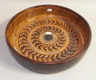 null GREBER - Fruit bowl in stoneware - Signed under the base in hollow and marked...