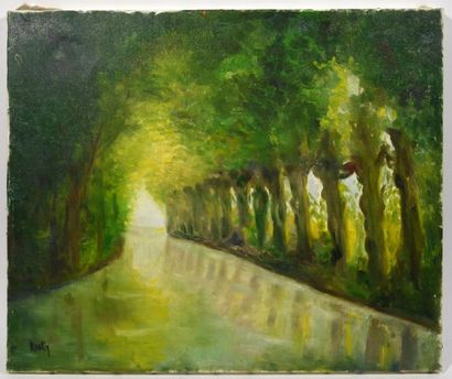 null Marie Madeleine DE RASKY (1897-1982)
"Le canal en sous-bois"
Oil on canvas signed...