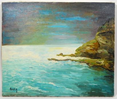 null Marie Madeleine DE RASKY (1897-1982)
"Nuages sur la mer"
Oil on canvas signed...