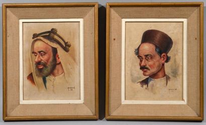 null Alejke Gurgin KAZARIAN (1938)
"Orientalist Portraits"
Reunion of two Oil on...