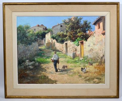 null Honoré CAMOS (1906-1991)
"Ruelle de village provencal"
Oil on panel signed lower...