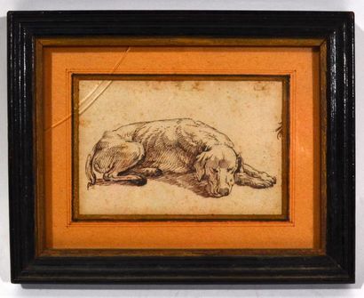 null Early 20th century FRENCH school
"Sleeping dog"
Pen and ink on paper 
Sight...