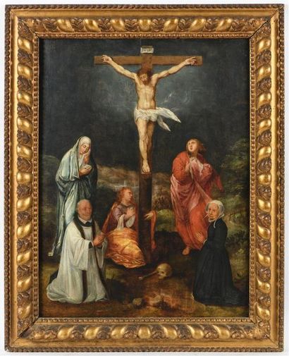 null Ecole Hollandaise vers 1600, suiveur d'Hendrick Goltzius
"Crucifixion avec deux...