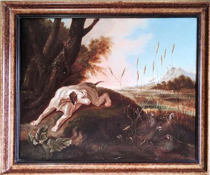 null 18th century FRENCH school
"Hunting dog and partridge"
Oil on canvas
(Rentovated,...