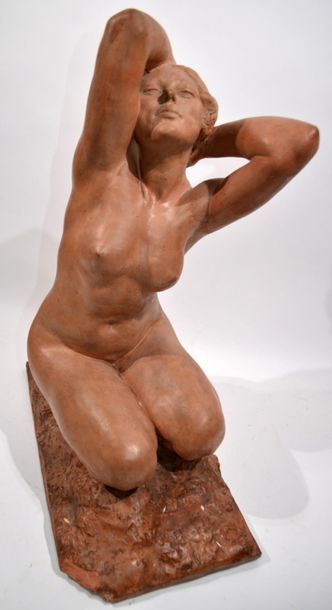 null Jean ORTIS - Amedeo GENNARELLI (1881 - 1943)
"Naïade"
Terracotta group signed...
