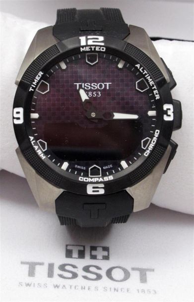 null TISSOT "T Touch Expert Solar" 
Titanium and black rubber wristwatch, digital...
