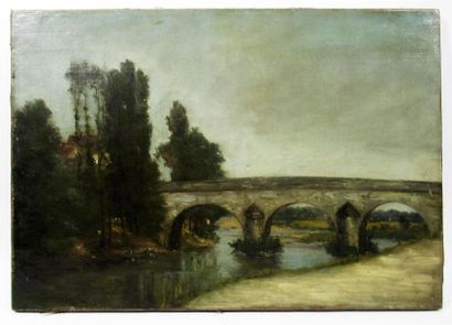 null Paul Désiré TROUILLEBERT (1829-1900)
"Le Pont de Romorantin"
Huile sur toile...