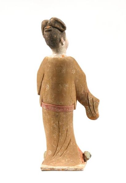 null FAT LADY in terracotta with polychrome slip - China, TANG period with thermoluminescence...