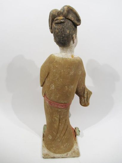 null FAT LADY en terre cuite à engobe polychrome - Chine, époque TANG avec test de...