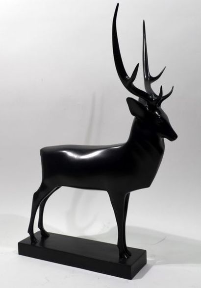 null D'après François POMPON
"Grand Cerf"
Reproduction en Bronze à patine noire
Fonte...