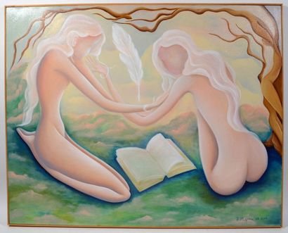 null Patricia MIQUAU (XXe)
"Les deux jeunes femmes nues"
Huile sur toile signée et...