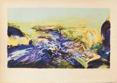 null Zao WOU KI (1921-2013)
"Composition bleue et jaune" 
Lithographie originale...