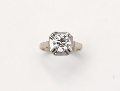null Solitaire in platinum centered of a diamond grading 1.74 carat in a claw setting...