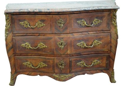 null GALBED COMMODITY made of rosewood veneer and violet wood, inlaid on all sides,...