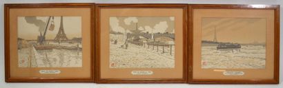 null Henri RIVIERE (1864-1951)
"Quai de Passy 1890", "Pont de Grenelle 1890", "Tour...