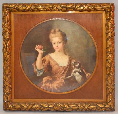 null D'après Pierre GOBERT (1662-1774)
"Portrait de mademoiselle de Conti"
Lithographie...