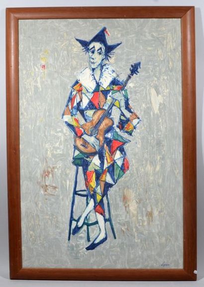 null LIGNON (d'après) : Le clown. Tissu imprimé. Dim.: 106x72 cm.