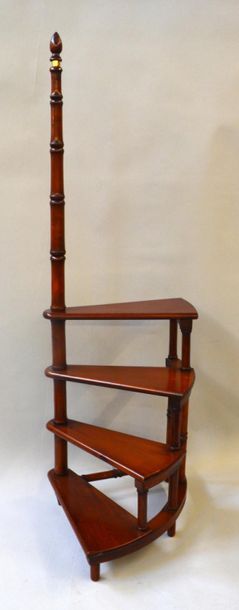 null Mahogany four-step library ladder - ENGLAND, late 19th / early 20th century...