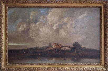 null Jules DUPRÉ (1811-1889)

"Farm on the edge of a marsh"

Oil on canvas, signed...