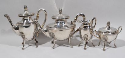 null COFFEE SERVICE in sterling silver including: a teapot, a coffee pot, a milk...