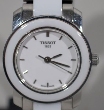 null TISSOT - Model 1853 - Ladies' bracelet watch in steel and white ceramic, the...