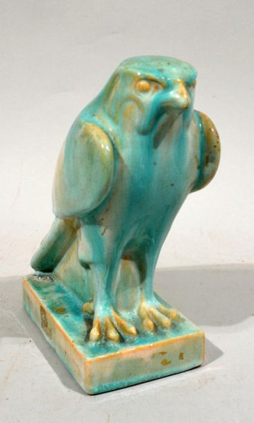 null In the taste of Theodore DECK
"Horus"
Celadon glazed ceramic with a signature...