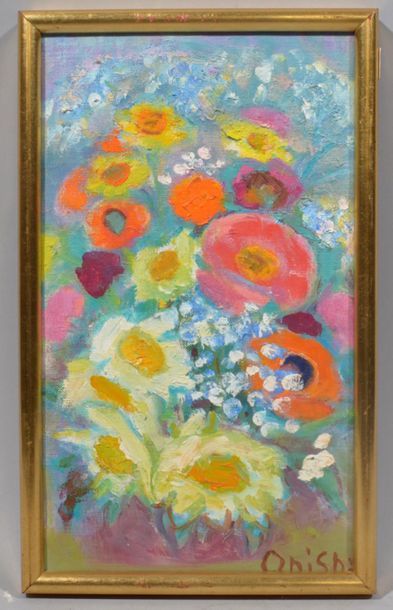 null ONISHI (XXth)
"Brassée de fleurs"
Oil on canvas signed lower right
35 x 21 cm...