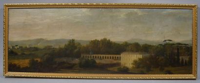 null Ecole FRANCAISE du XIXème siècle 
"Vue sur les arcades"
Huile sur toile.
(Repeints,...