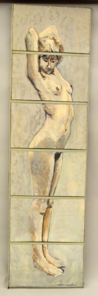 null John KAUCHER (XXth)
"Nude standing"
A collection of 6 paintings forming one,...