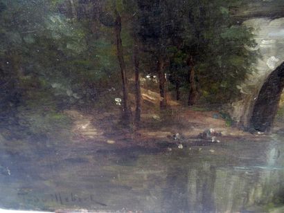 null Paul Désiré TROUILLEBERT (Paris 1829-1900)
"Le Pont de Romorantin"
Oil on canvas...