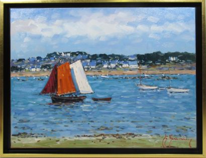 null Guy LEGENDRE (born in 1946) "Bay of Saint-Brieuc (Brittany)" Oil on canvas signed...