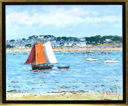 null Guy LEGENDRE (born in 1946) "Bay of Saint-Brieuc (Brittany)" Oil on canvas signed...