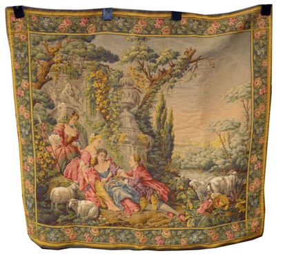 null From BOUCHER
"Le Galant Berger"
Tapestry in wool Jacquart technique hand stitch...