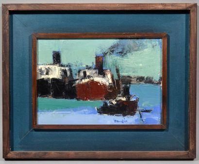 null Jacques DAUFIN (1930)
"Bateaux amarrés"
Oil on canvas signed lower right.
10...