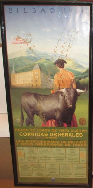 null [TAUROMACHIE]
Lot d'affiches comprenant : 
*MAYO 1996 toros en EIBAR 63 x 95cm
*TOROS...