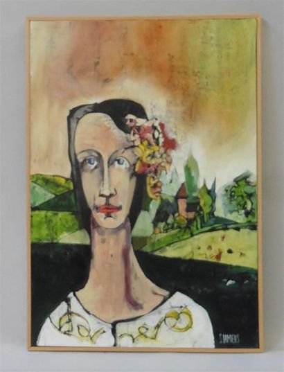 null Serge DAMIENS (25 December 1954)
" Elle revenait des champs "
Acrylic on canvas...