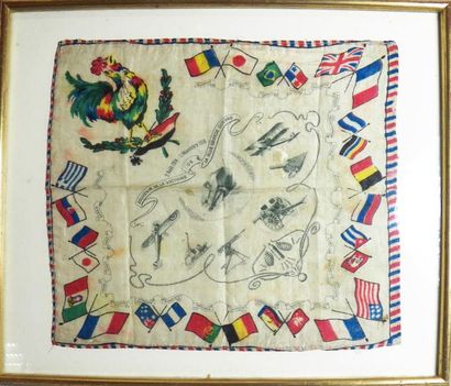 null Handkerchief with embroidered decoration of flags "Remembrance of the Victory...