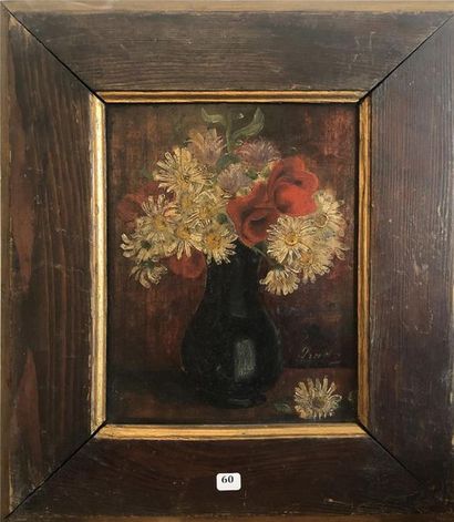null Lot including: 
- PRADA (?) "Vase of flowers" panel - 34 X 27 cm 
- Modern school...