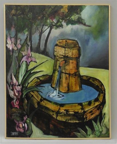 null Serge DAMIENS (25 December 1954)
" La Fontaine "
Acrylic on canvas signed lower...
